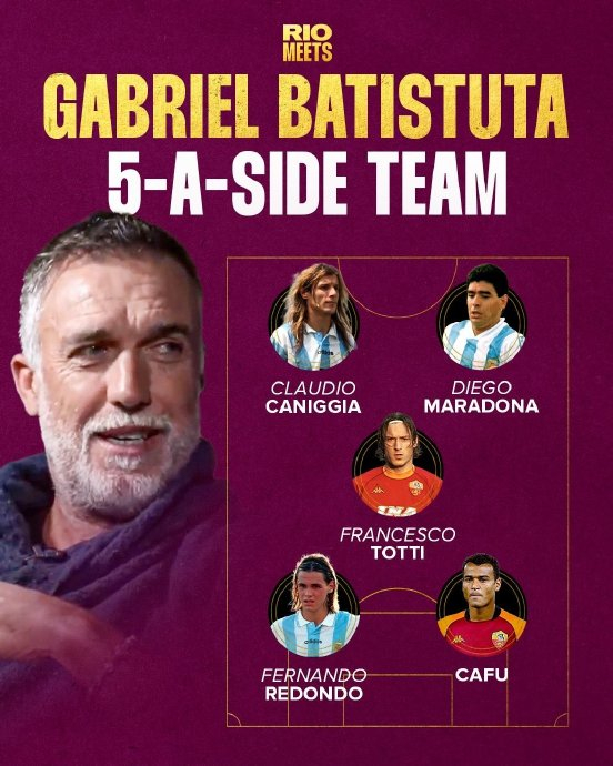 巴蒂斯图塔最佳五人阵容引争议 卡尼吉亚雷东多